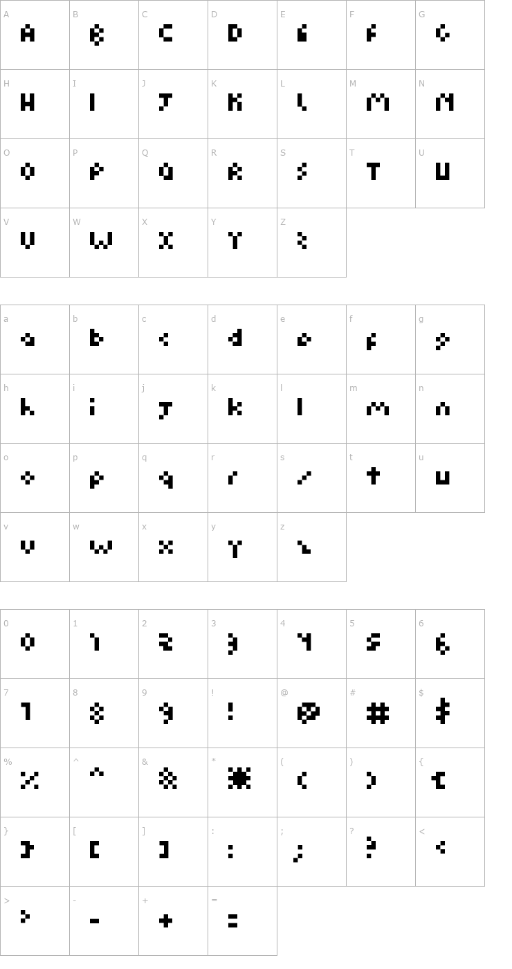 Character Map Kuadriculado Font