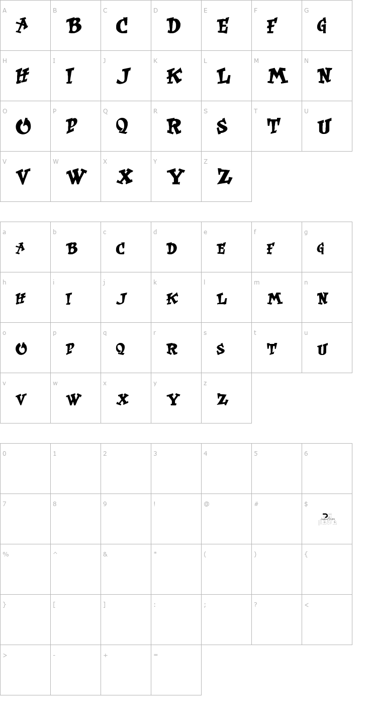 Character Map KurtRussell Regular Font