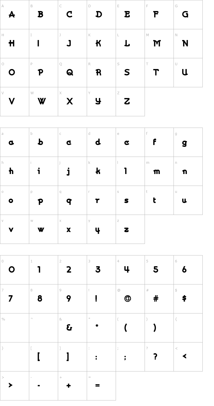 Character Map Kurvaceous Font