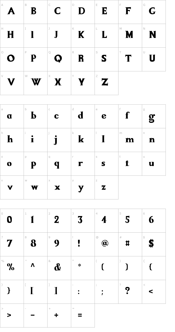 Character Map La Mamucha Font