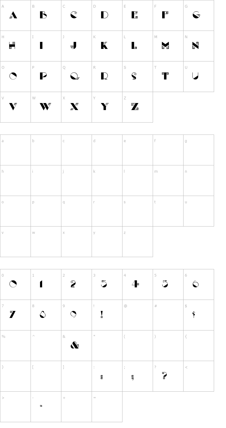 Character Map Labyrinth Font