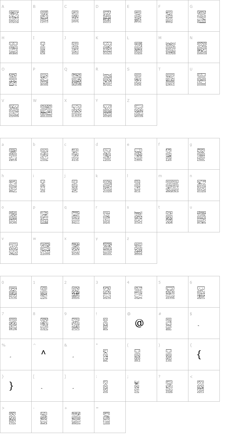 Character Map Labyrinth1 Becker Font