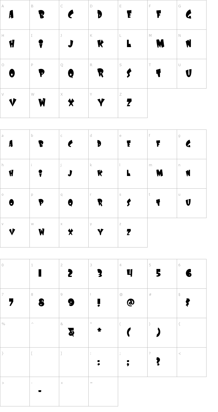 Character Map Laff Riot NF Font