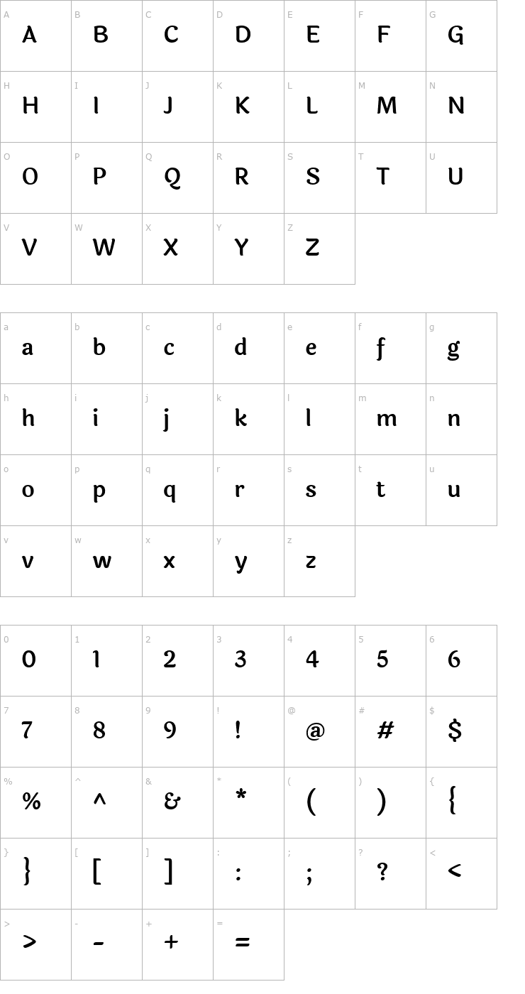 Character Map Laila SemiBold Font