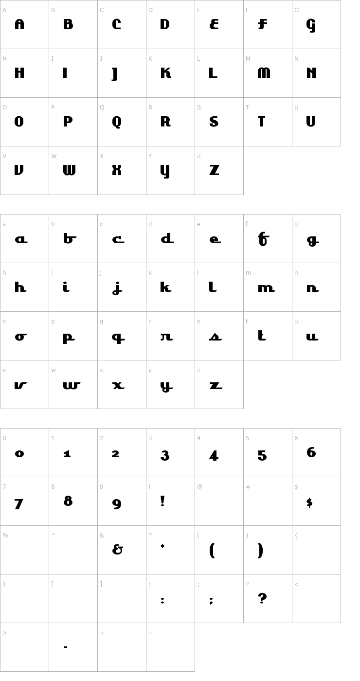 Character Map Lakeshore Drive Font