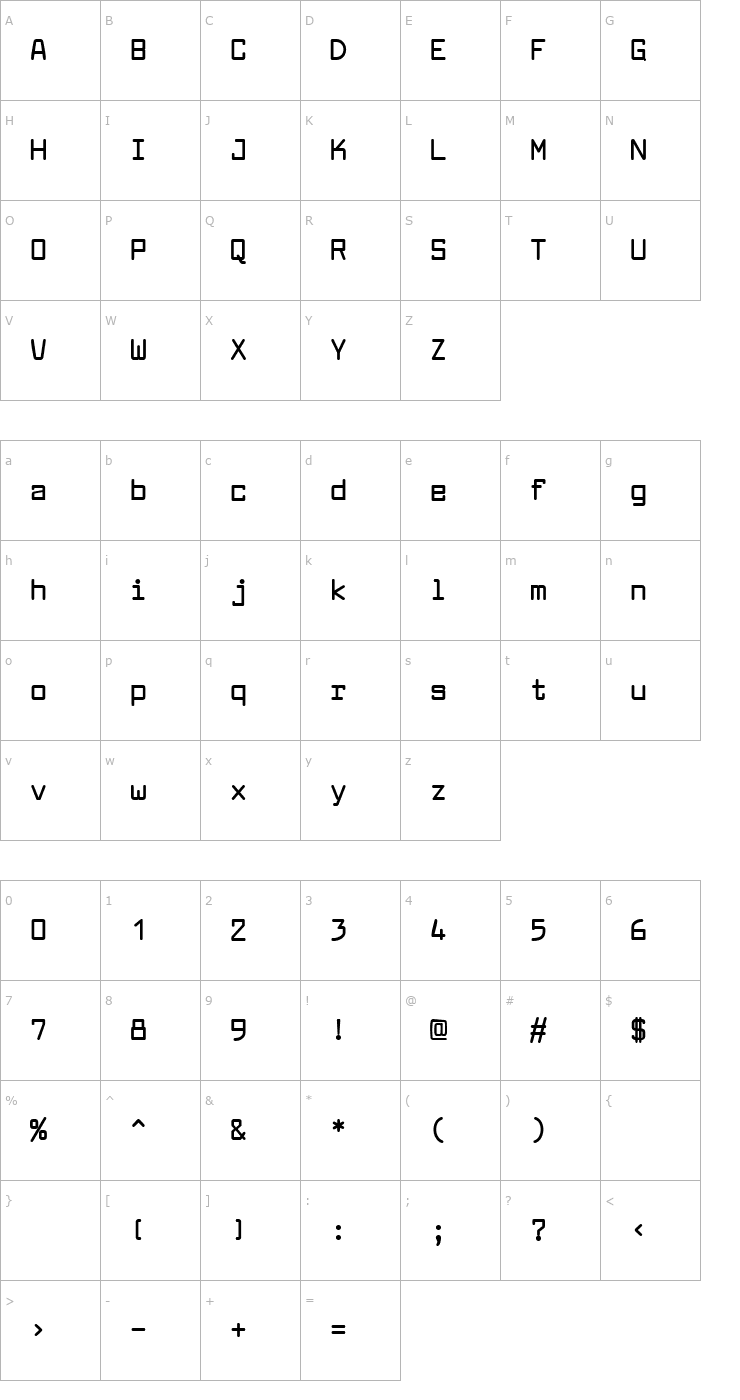 Character Map Larabiefont Bold Font