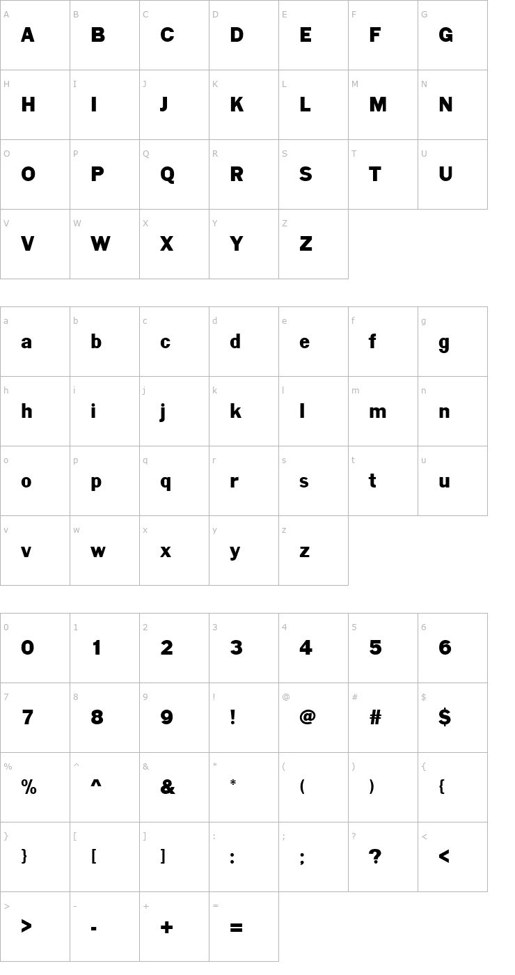 Character Map LargoD Font