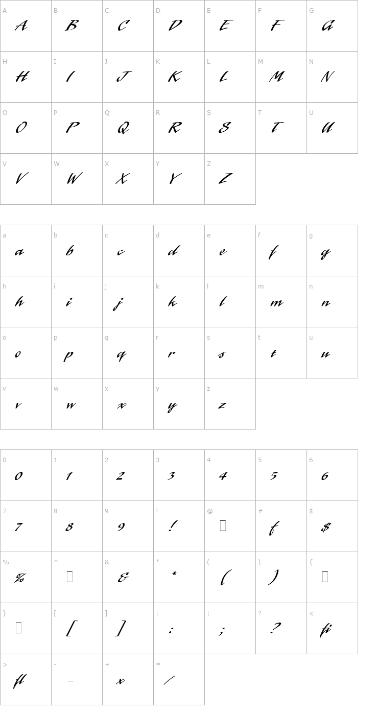 Character Map Laser LET Plain1.0 Font