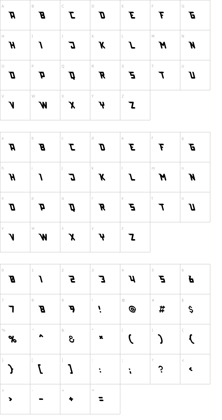 Character Map Lazerbeam surprise Font