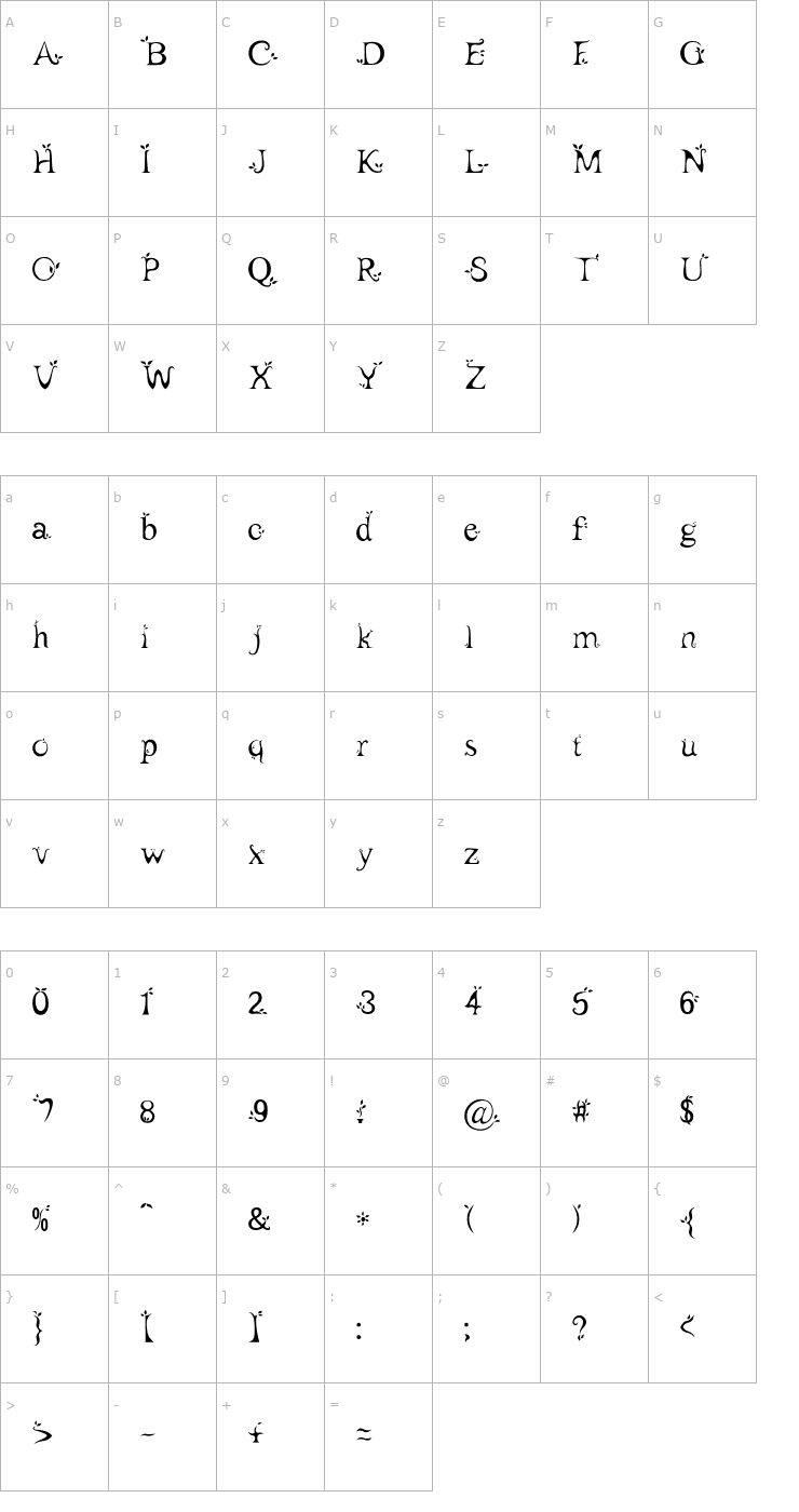 Character Map Leaf 1 Font