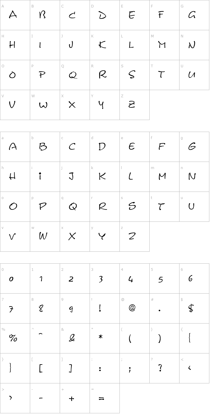 Character Map Leasterix-Regular Font