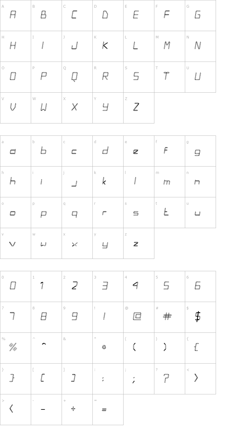 Character Map LED Display Regular Font