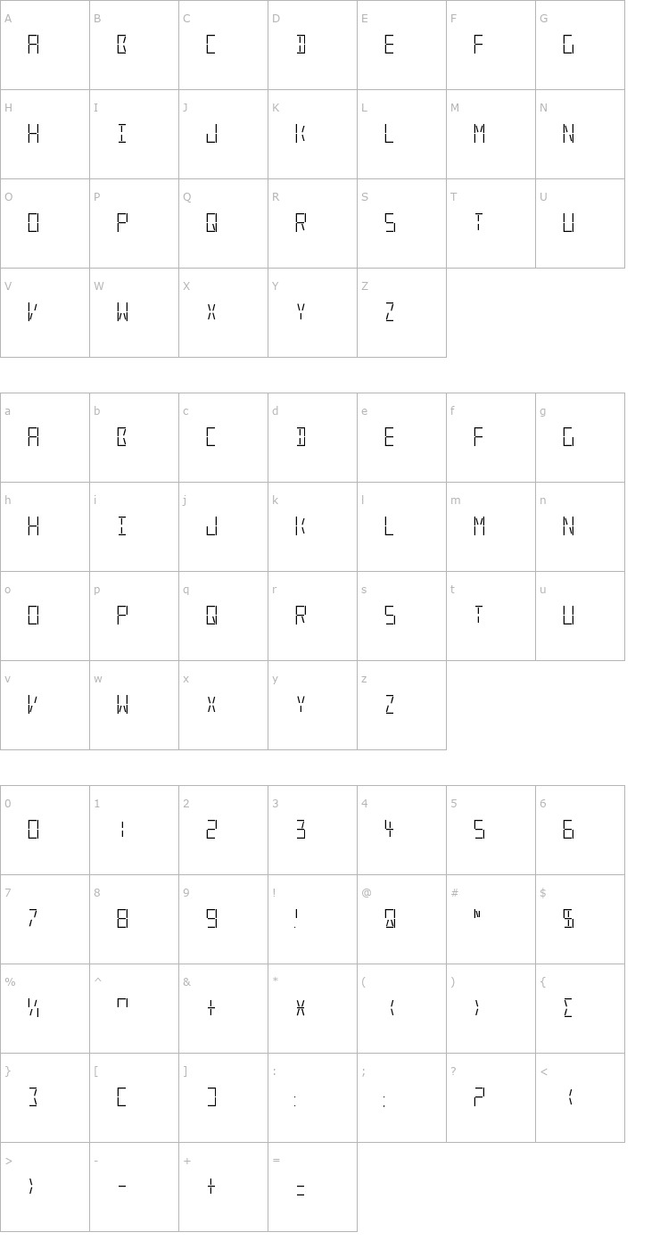 Character Map LED Real Regular Font