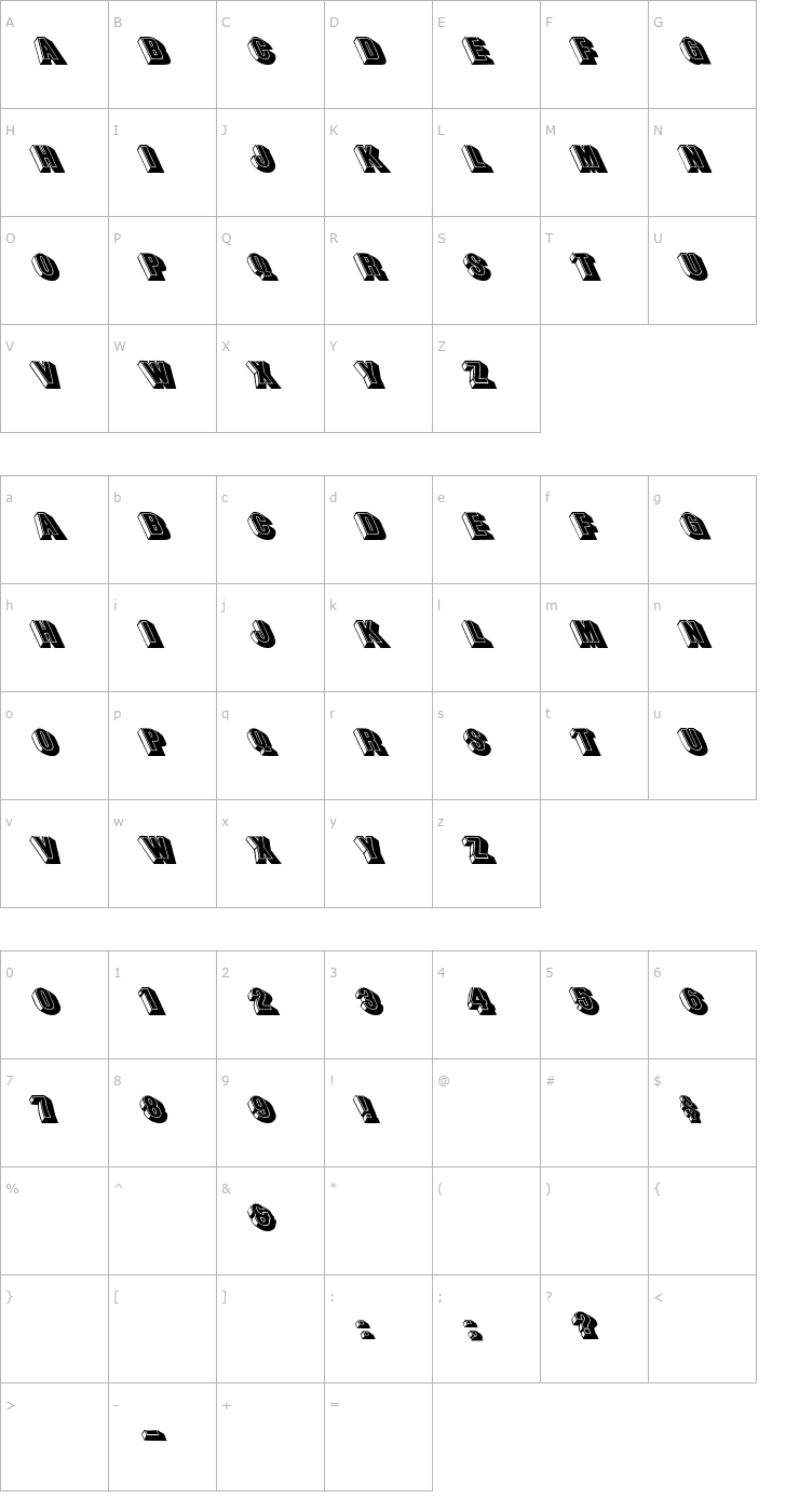 Character Map Lee CapsLeftie Font