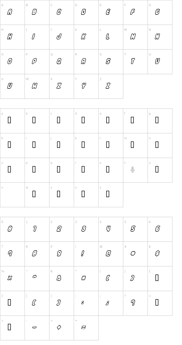 Character Map Legothick Font