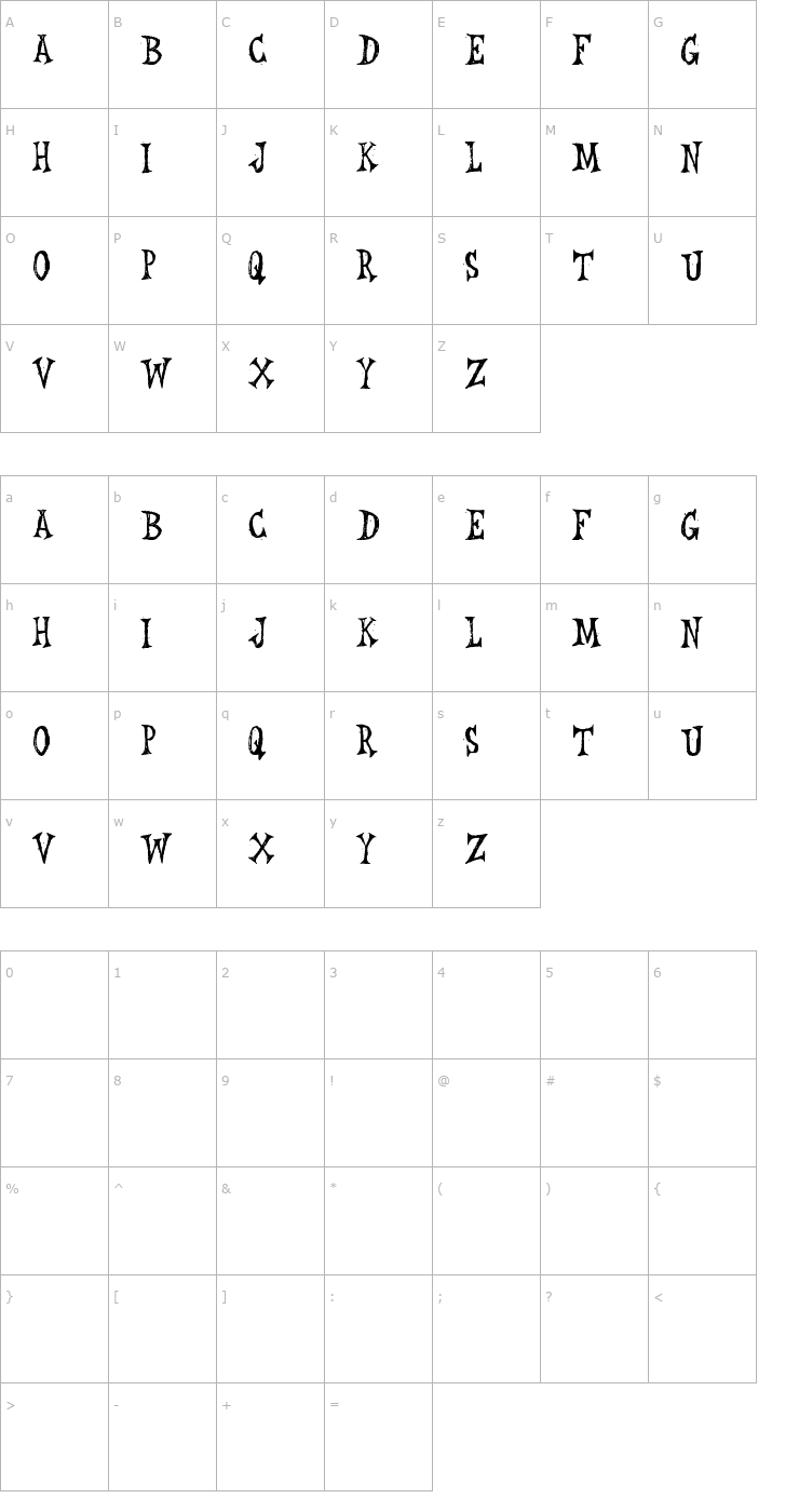 Character Map Leichenhaus Font