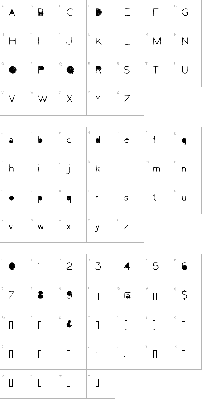 Character Map Letrograda Font