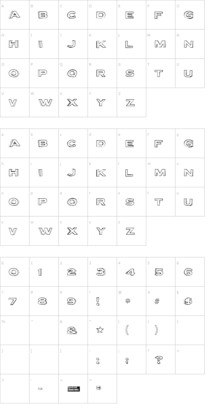 Character Map Letter Set B Font