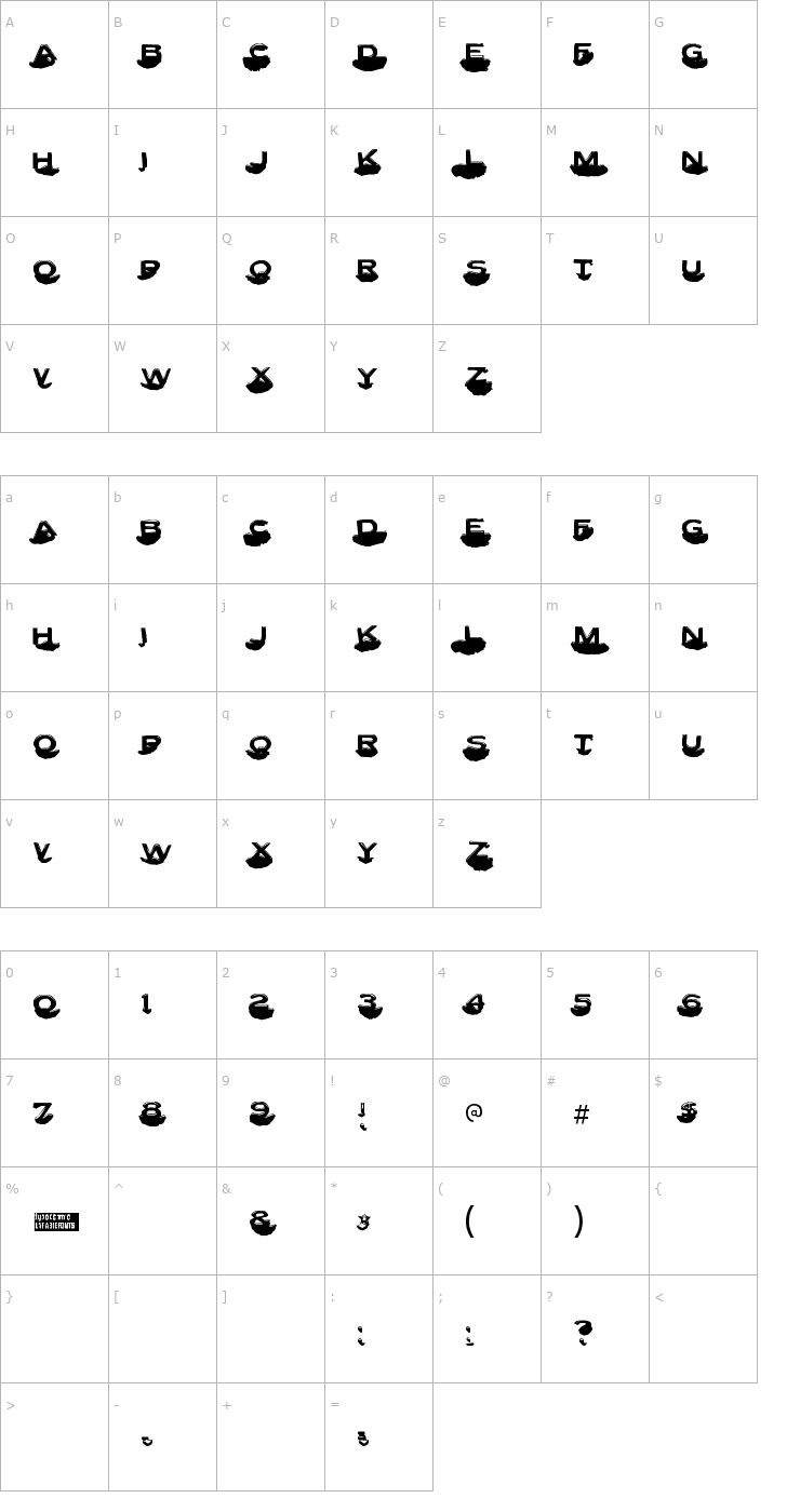 Character Map Letter Set C Font