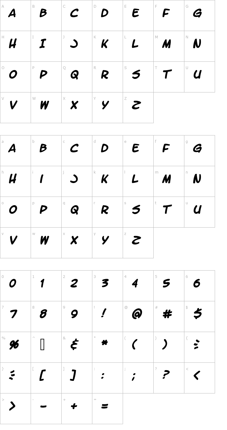 Character Map LetterOMatic! Bold Font