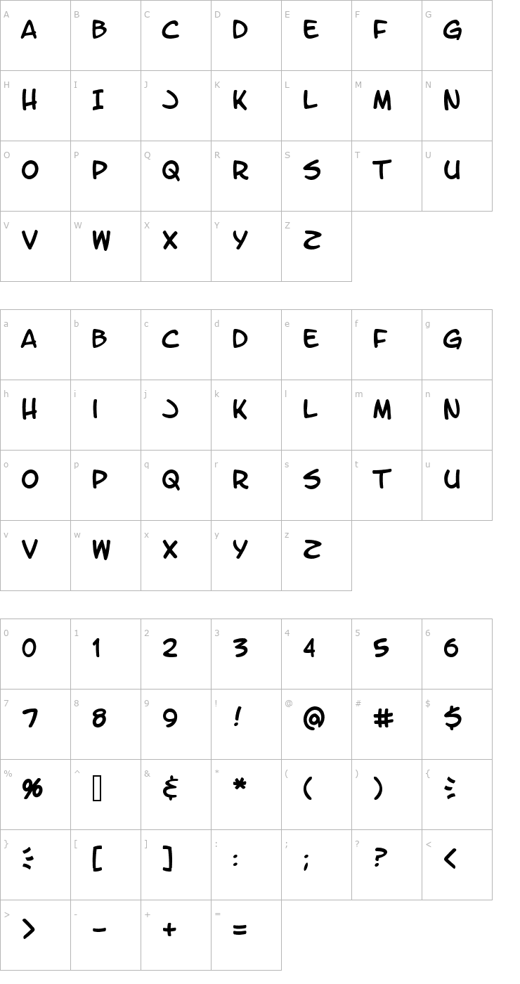 Character Map LetterOMatic! Font