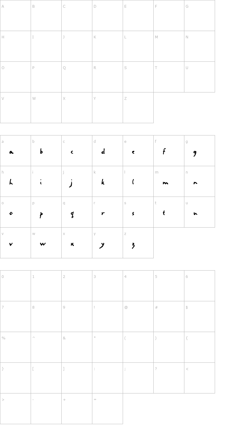 Character Map LettresEclatees-SemiBoldAlt Font