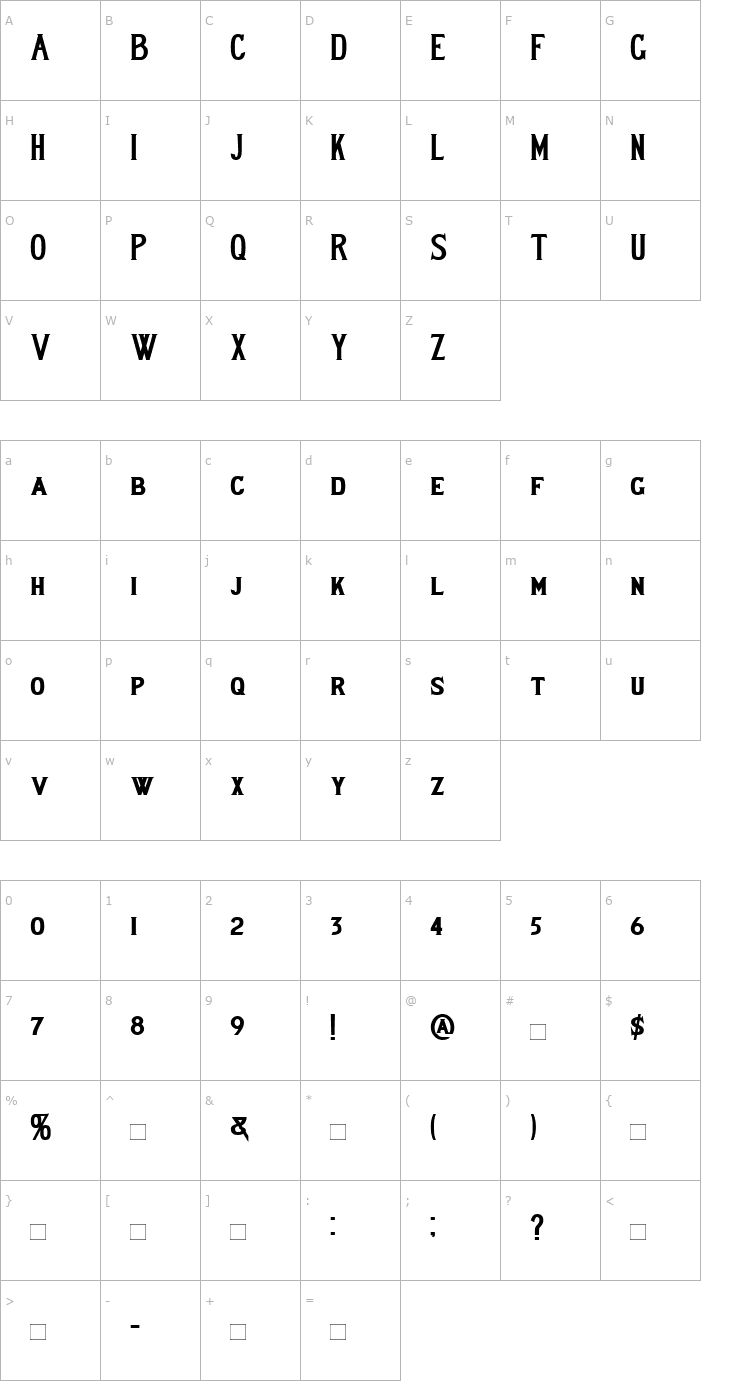 Character Map LewishamBold Font