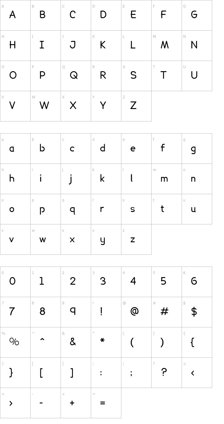 Character Map Lexia Font