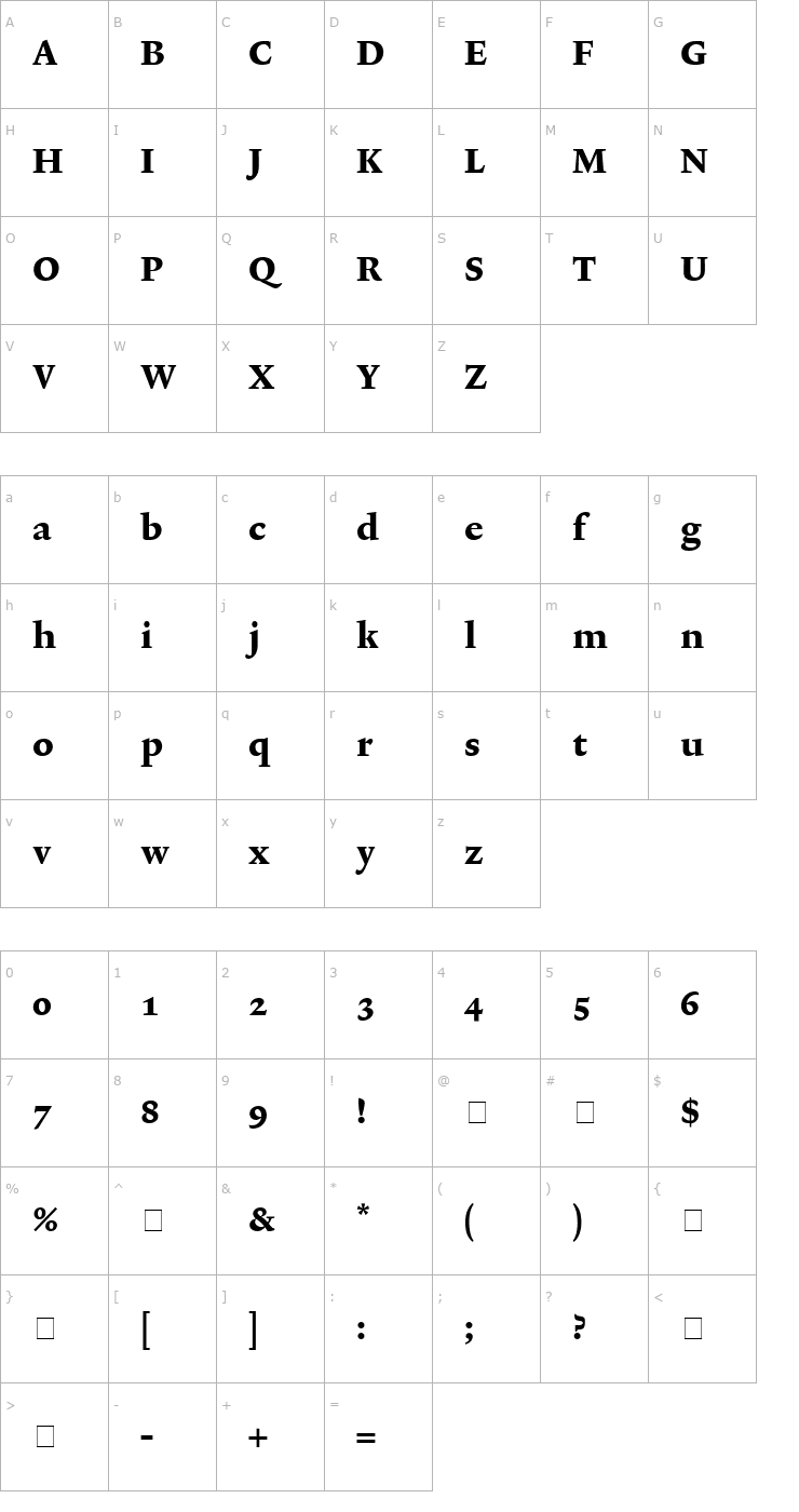 Character Map Lexicon No2 Roman E Med Font