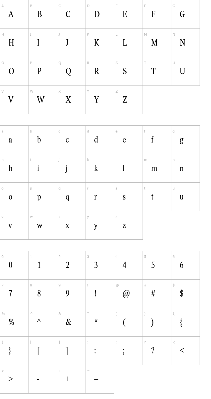 Character Map Lido STF Cond CE Font