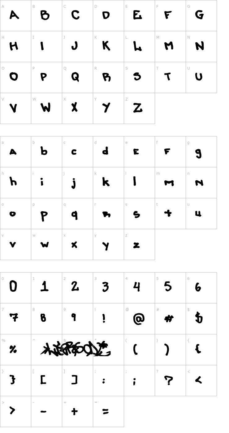 Character Map Lierson Mattenhauer Font