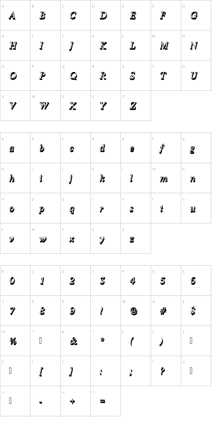 Character Map LifeTRegItaSh1 Font