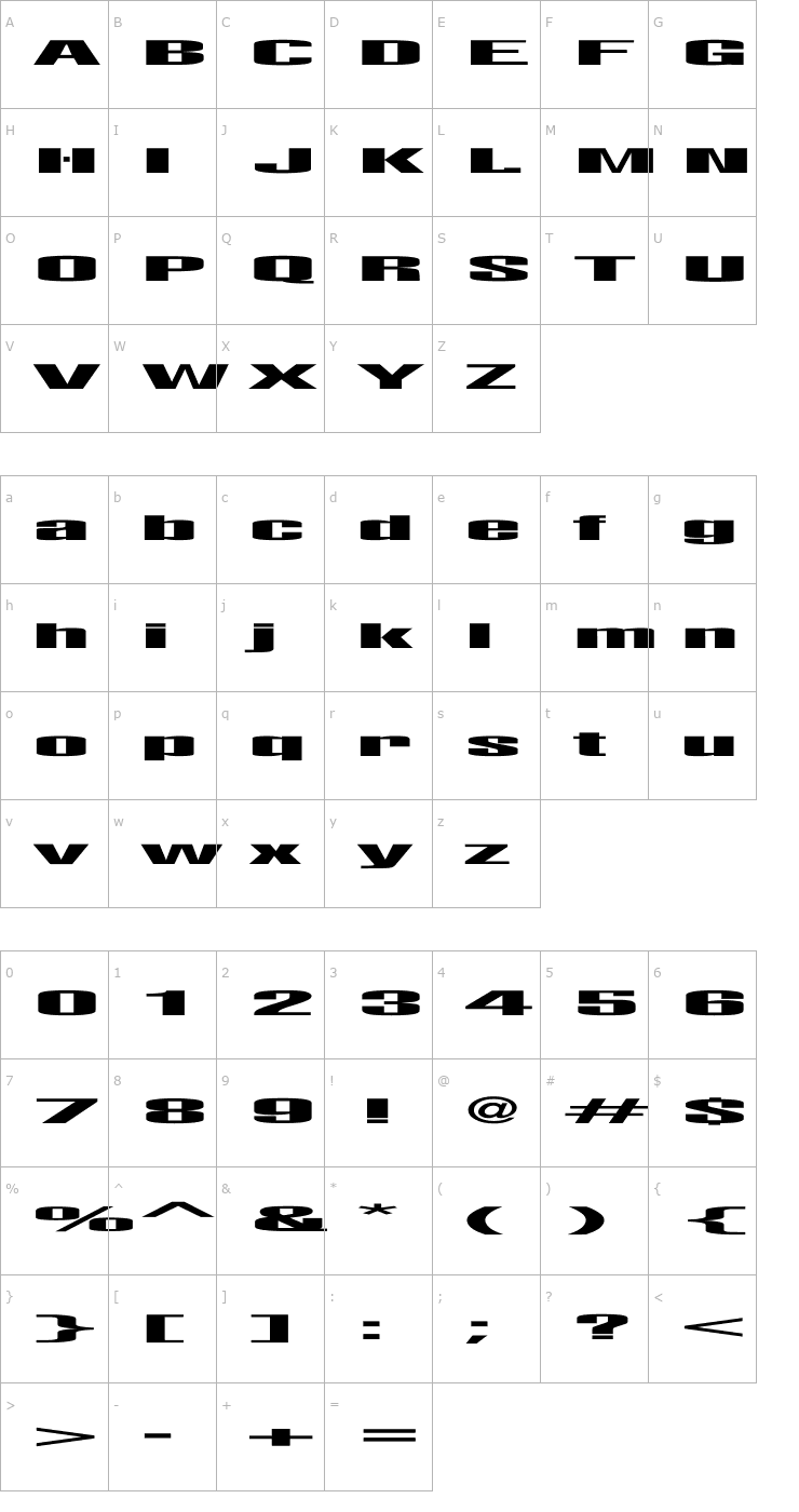 Character Map LightsOut Ex Font