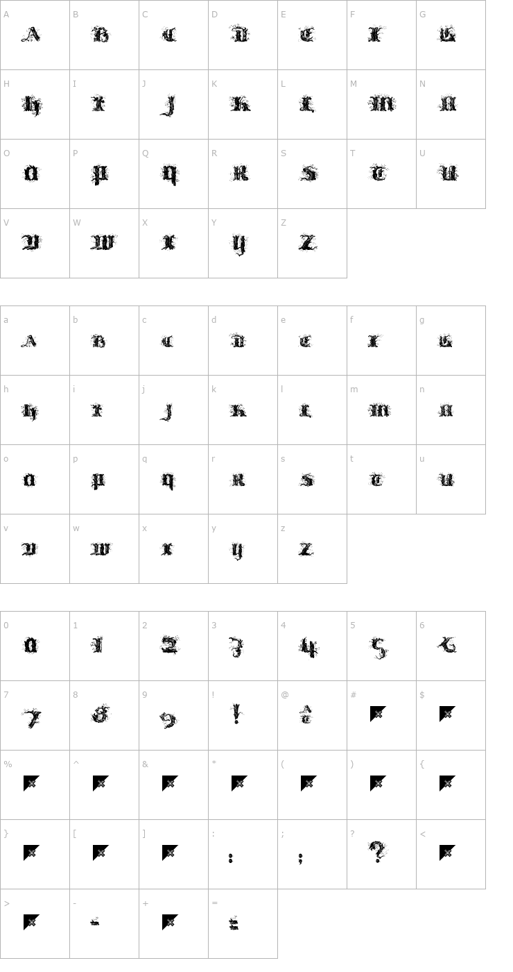 Character Map !Limberjack Font