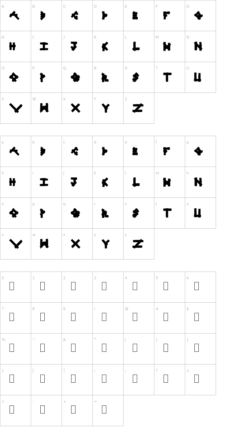 Character Map Linear Curve Fatty Font