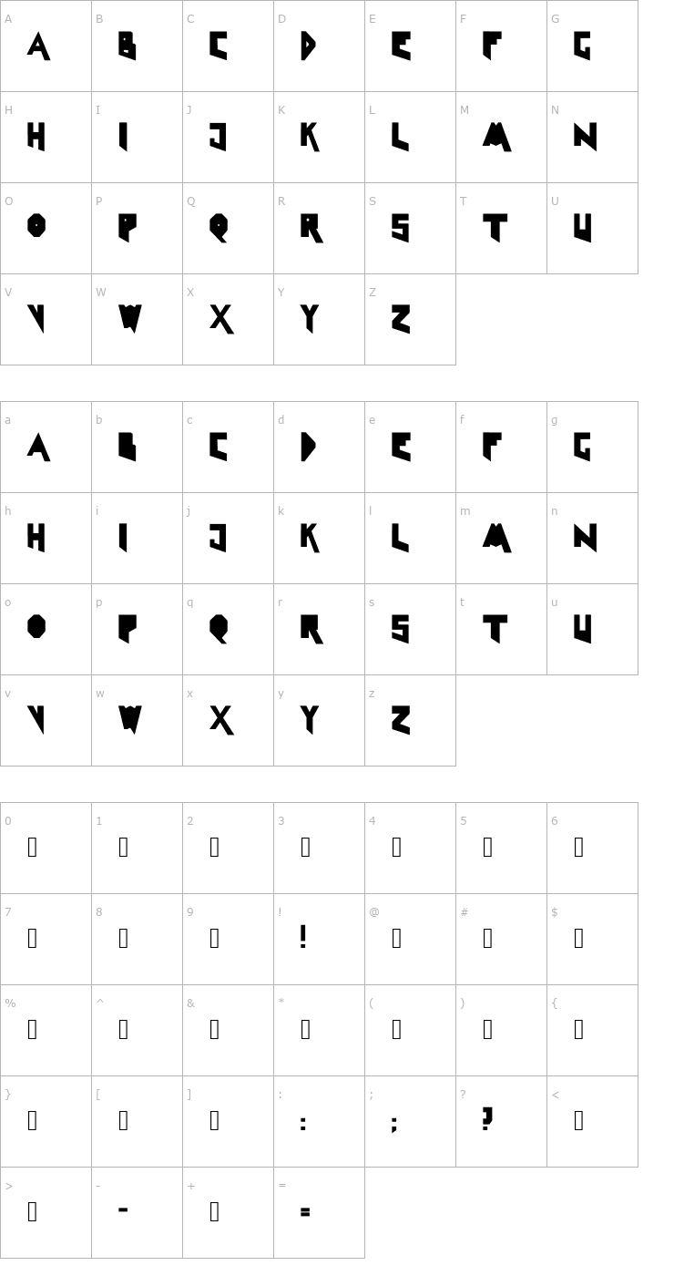 Character Map LineLineShapeClean Font