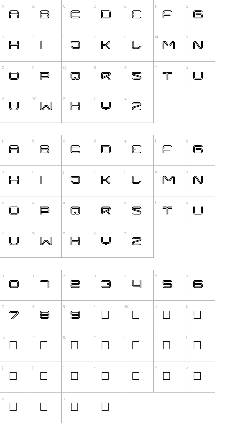 Character Map Liner Font