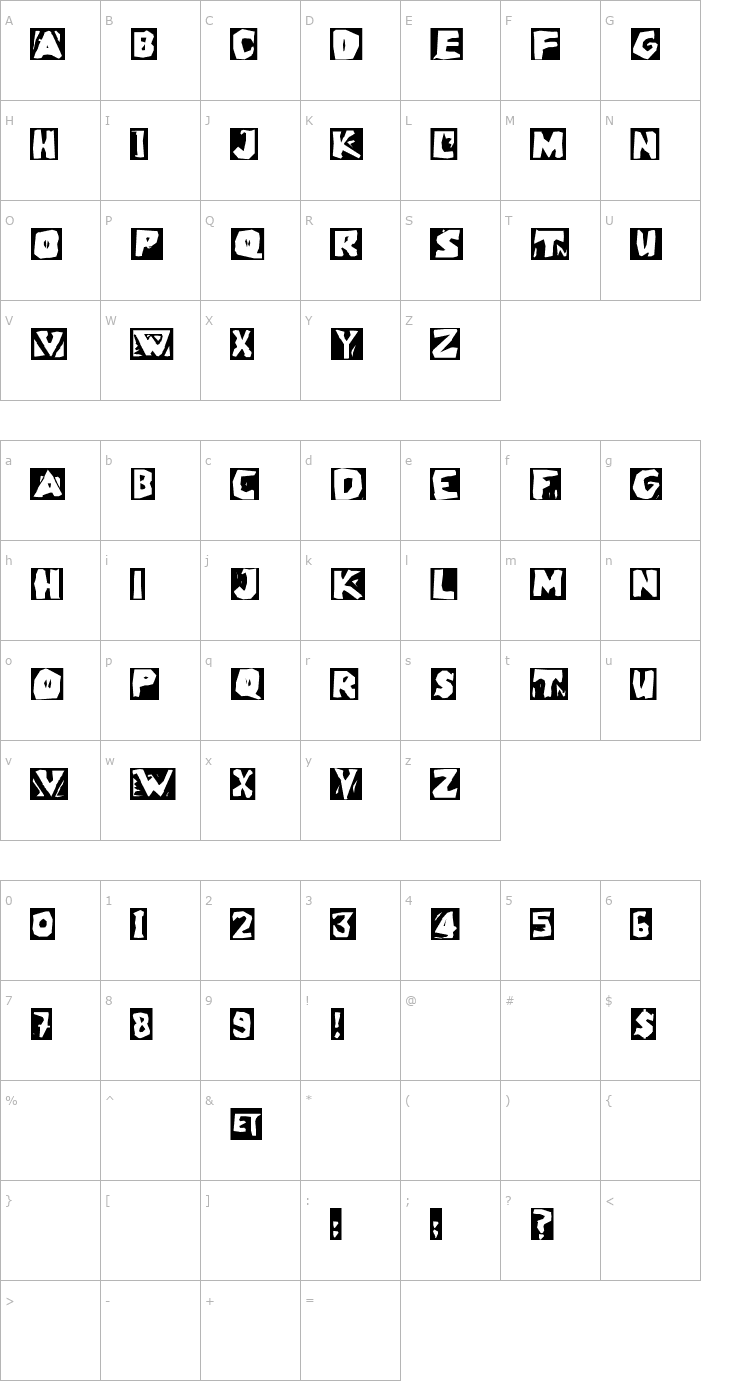 Character Map LinoLeumInvers Font