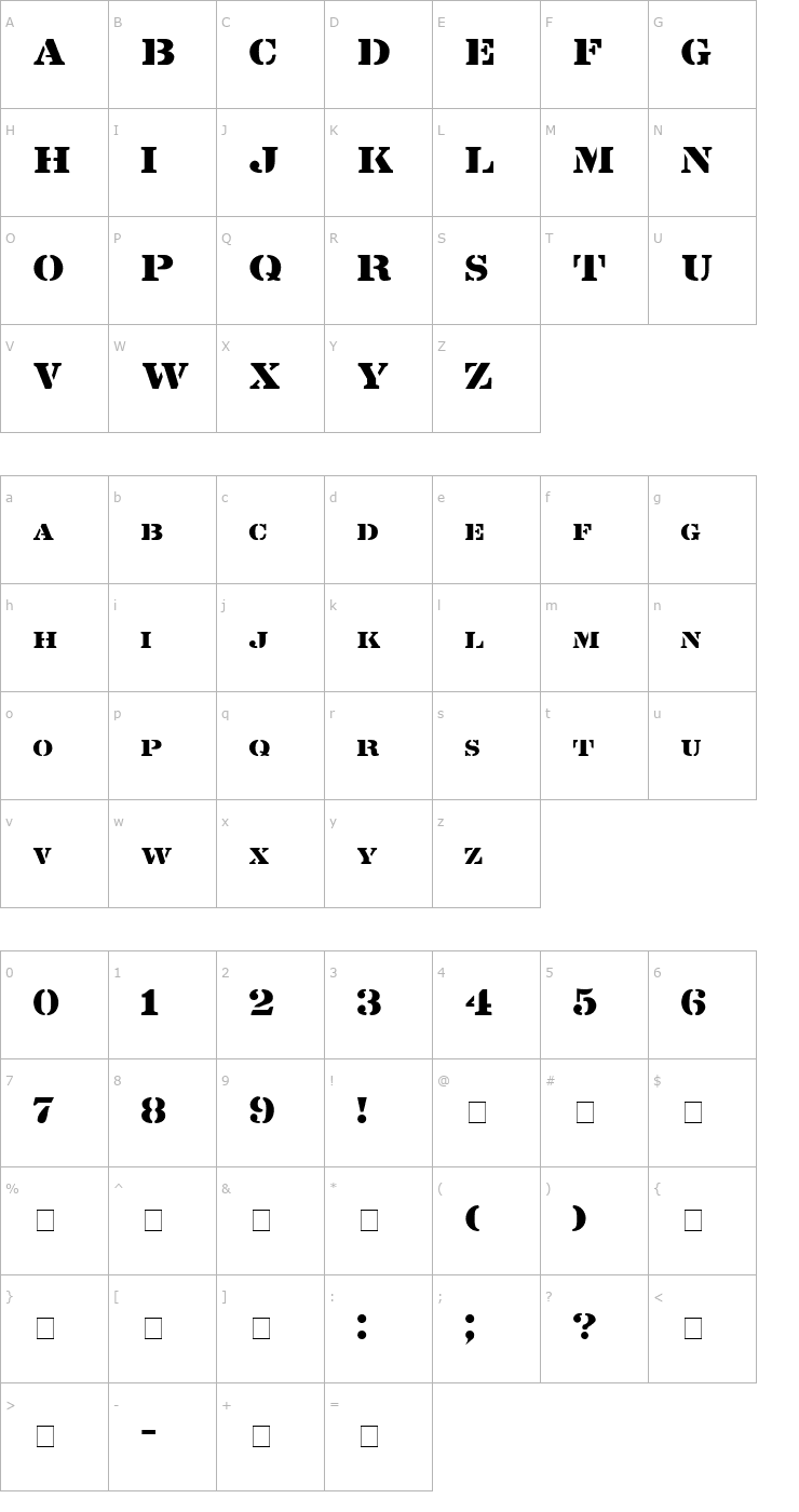 Character Map Lintsec Medium Font