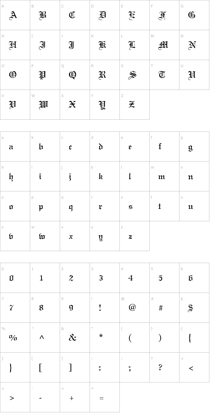 Character Map LinusText Font