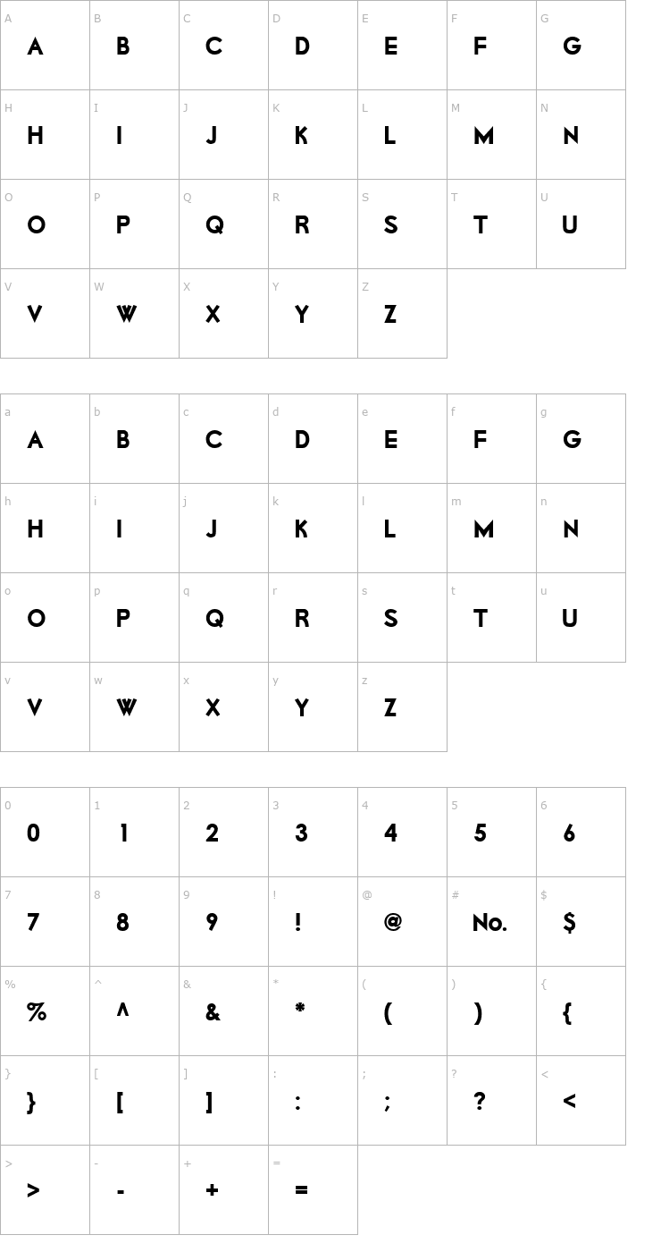 Character Map Lionel Classic Font