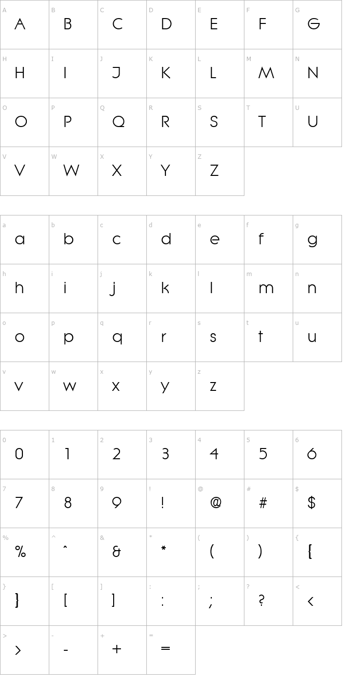 Character Map Litera-Regular Font