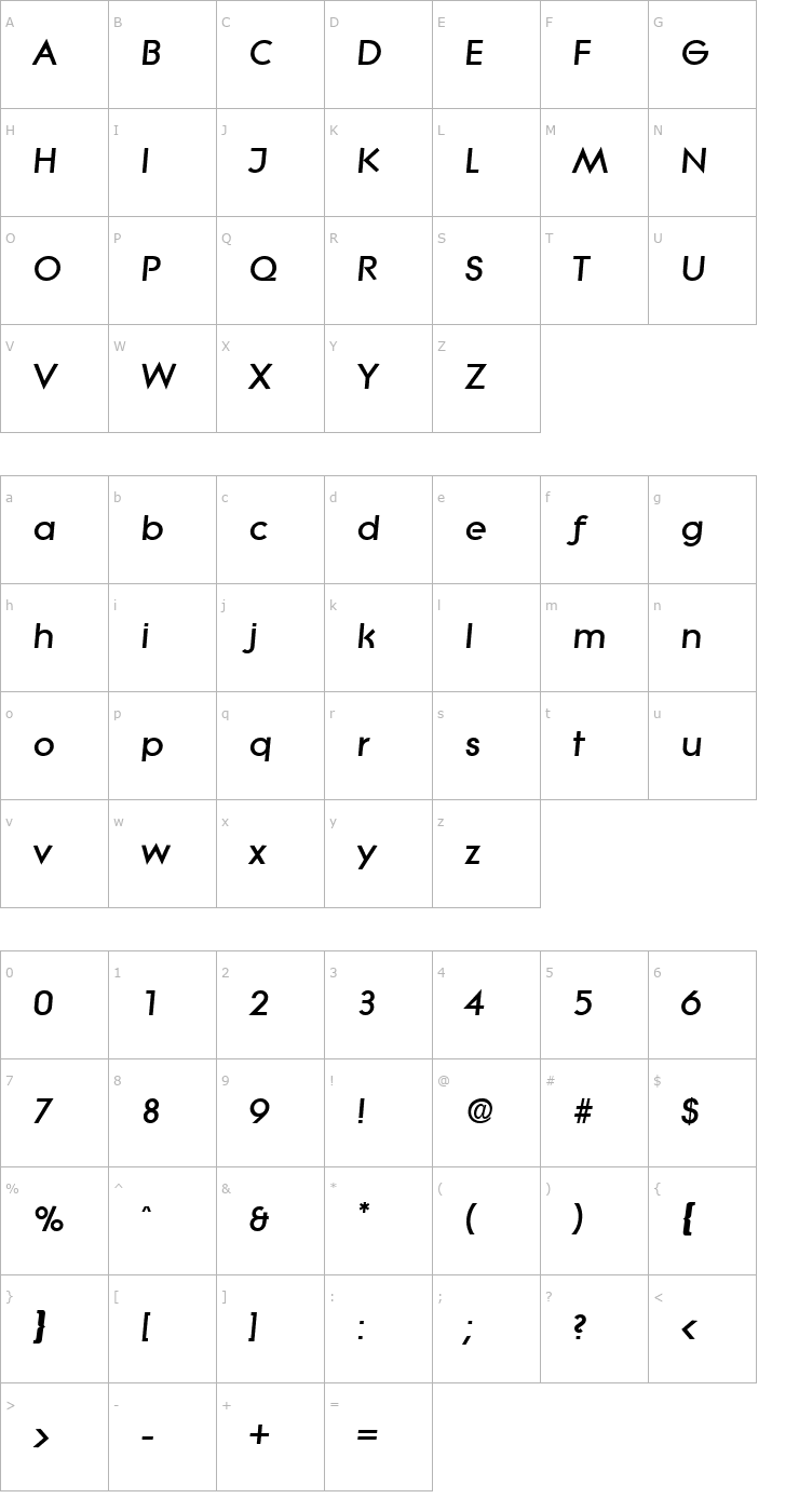 Character Map Litera-Serial-Heavy-RegularItalic Font