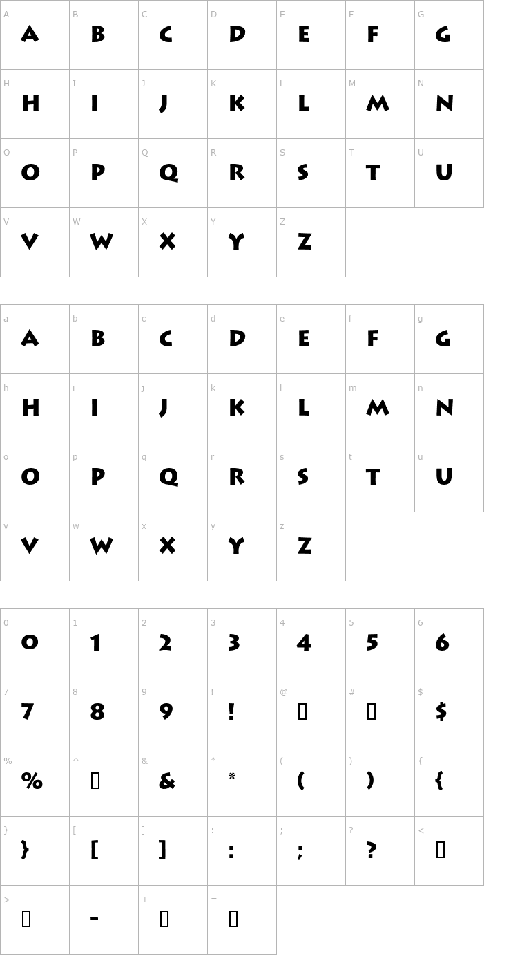 Character Map Literat Black DB Font