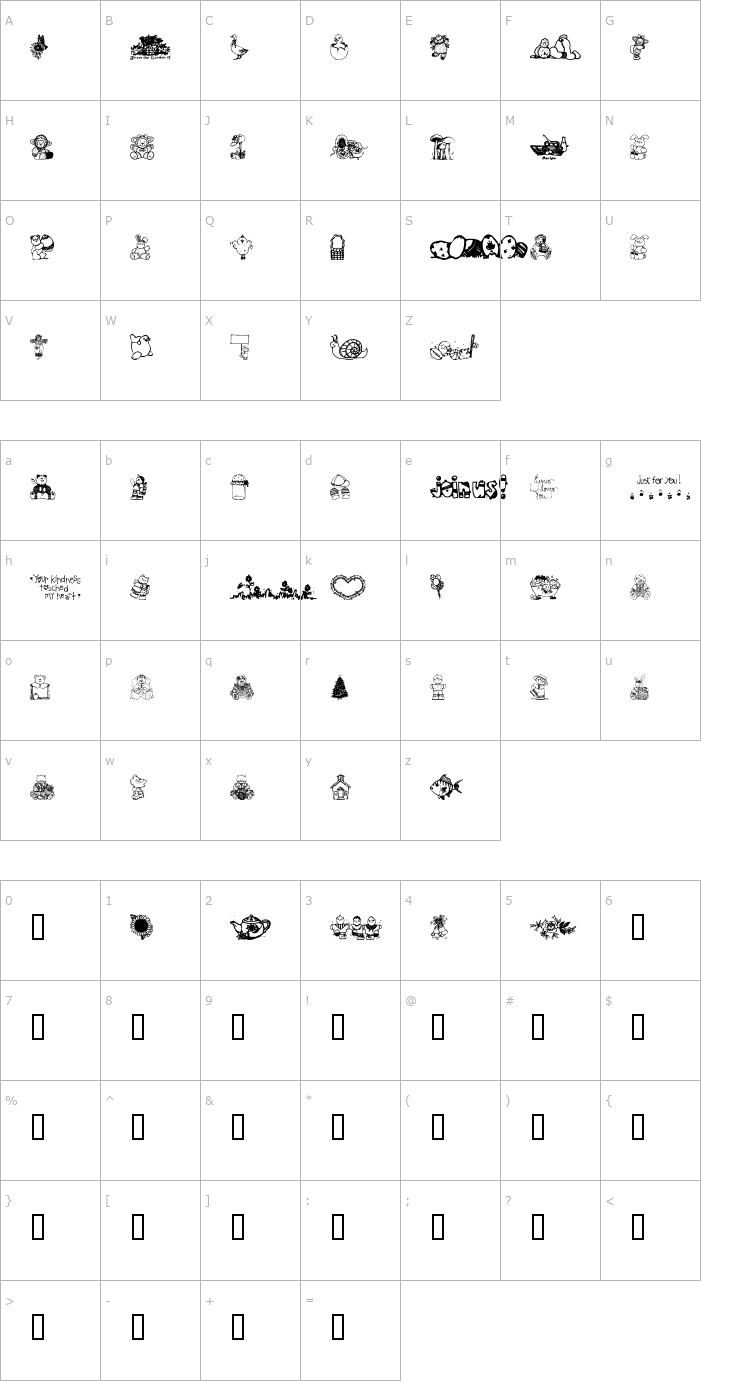 Character Map Little Cuties Font