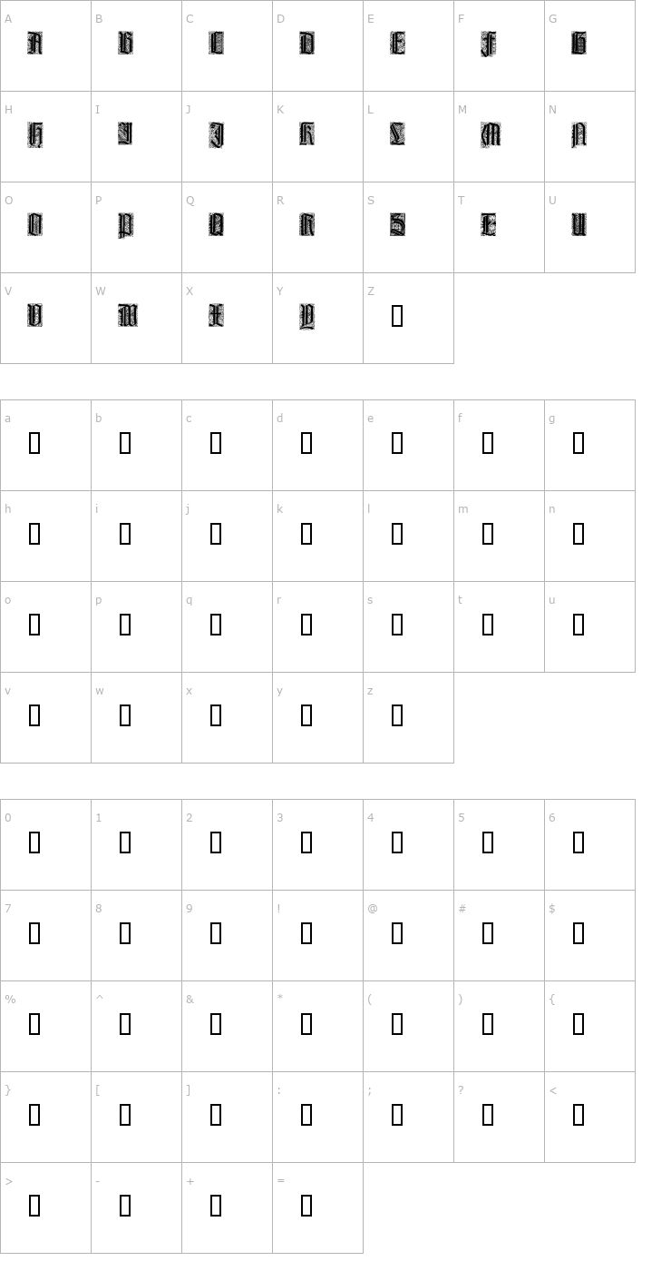 Character Map LiturgischZierbuchstaben Font