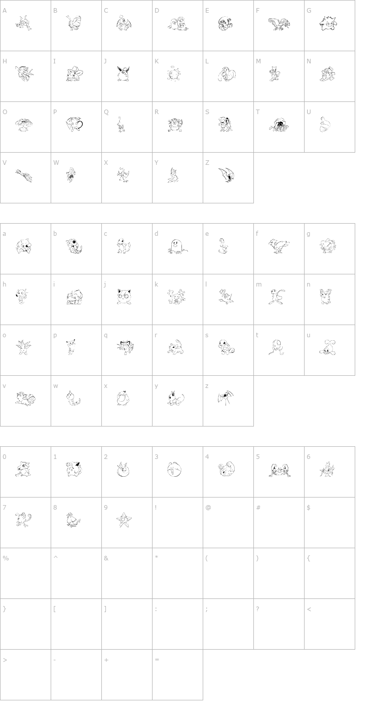 Character Map LMS Pokemon Master DingBat Font