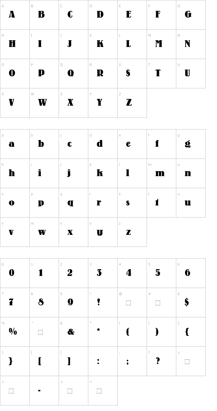 Character Map Lo-Type-Medium Font