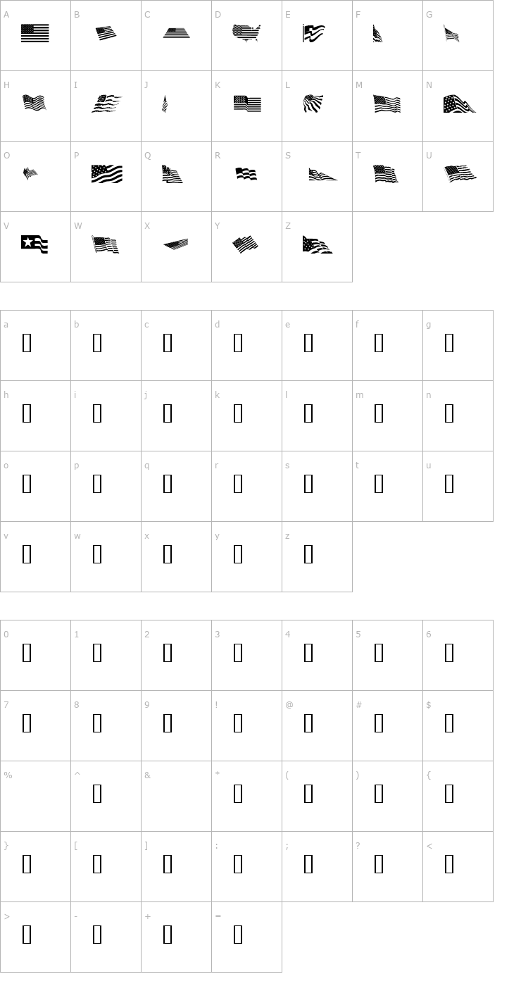 Character Map Look for America Font