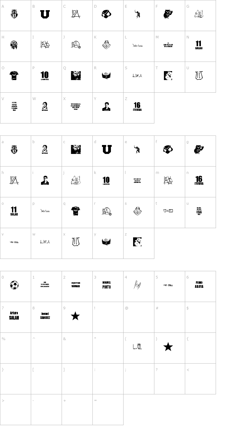 Character Map Los de Abajo Font